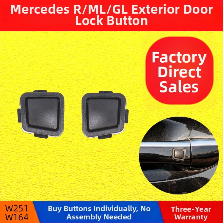 Externé tlačidlo páky dverí pre Mercedes‑Benz R‑Class W251 a M‑Class W; tlačidlo zámku dverí pre E‑Class W211 a S‑Class W220