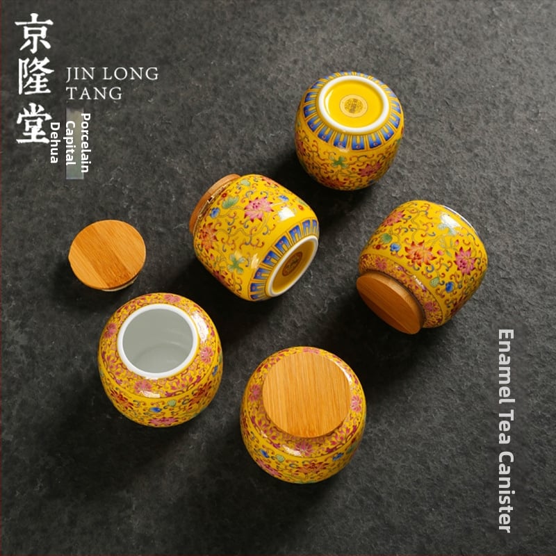 Jinglongtang keramický čajový set, malé uzavreté čajové fľašky, prenosný mini cestovný set na skladovanie čaju v darčekovej krabičke