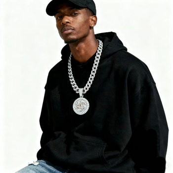 Hip-hop okrugli privjesak od cinka s dijamantima, kubanska lančić za muškarce