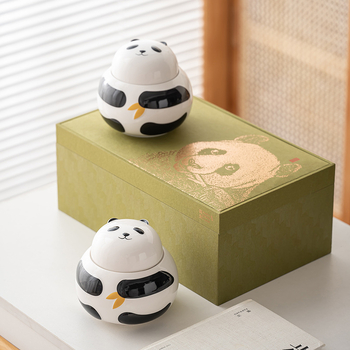 Keramična posuda za čaj s motivom panda, hermetički poklopac, darovna kutija za čaj