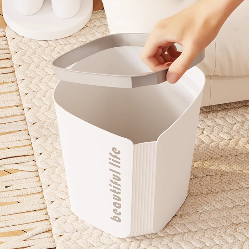 Plastični koš za smeće 10 L, bez poklopca, kvadratnog oblika, nordijski minimalistički moderni dizajn, za dom, spavaću sobu, ured, dnevni boravak