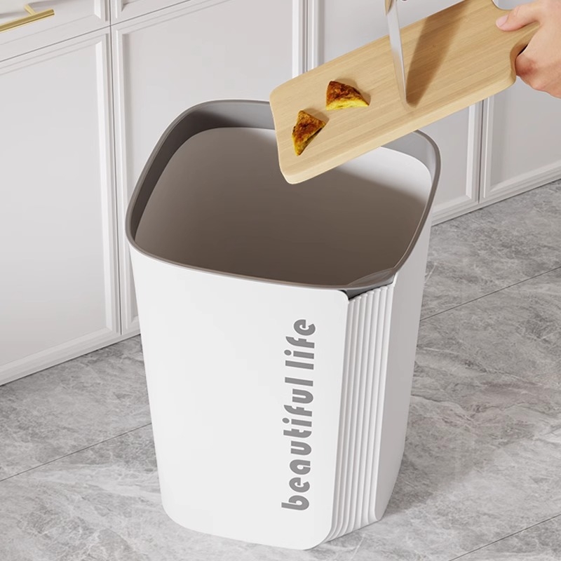 Plastični koš za smeće 10 L, bez poklopca, kvadratnog oblika, nordijski minimalistički moderni dizajn, za dom, spavaću sobu, ured, dnevni boravak