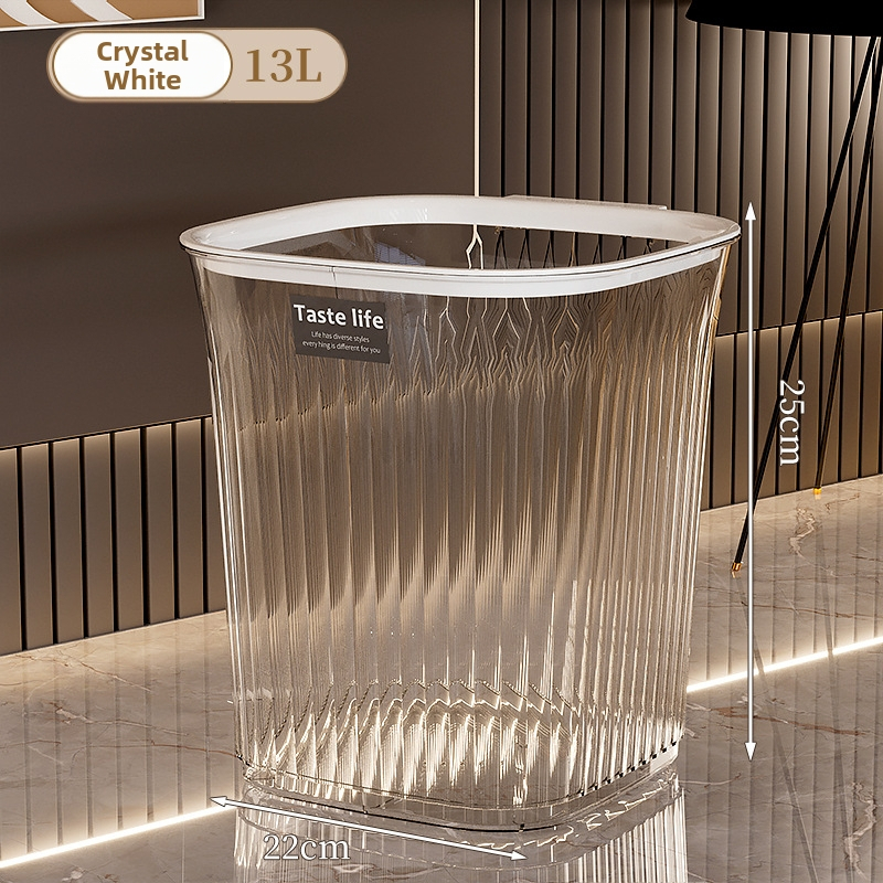 Priestranný priehľadný kôš na odpadky na domáce použitie, elegantný luxusný dizajn, veľká kapacita, vhodný pre kuchyňu, obývačku a kúpeľňu, 12 l alebo viac