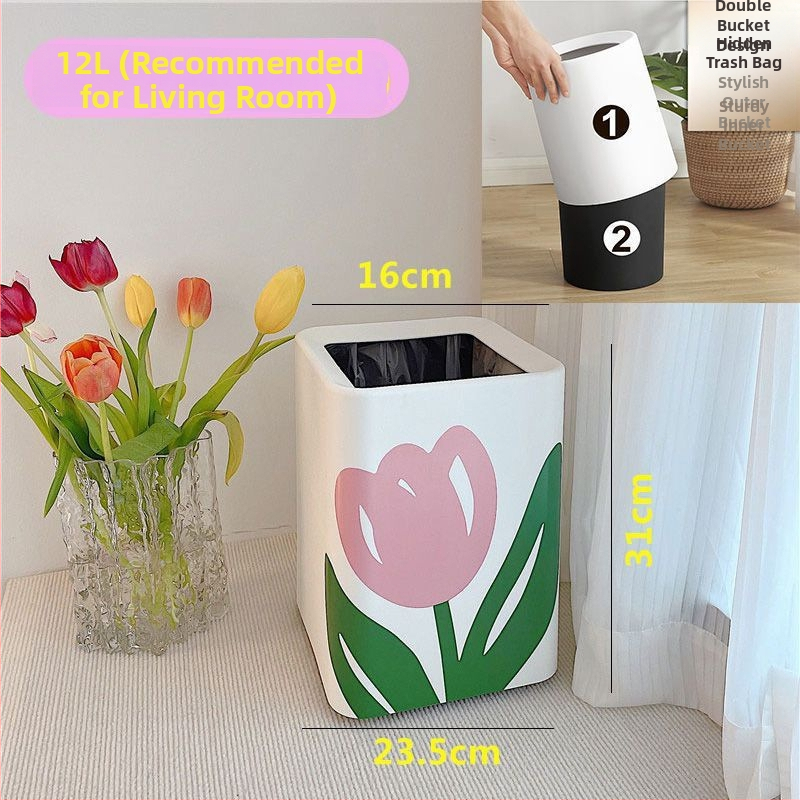 Koš na odpadky v tvare tulipánu, moderný dizajn, do obývačky, domova, internátu, kompaktný pre malé spálne, kuchyňu a kúpeľňu, elegantný vzhľad