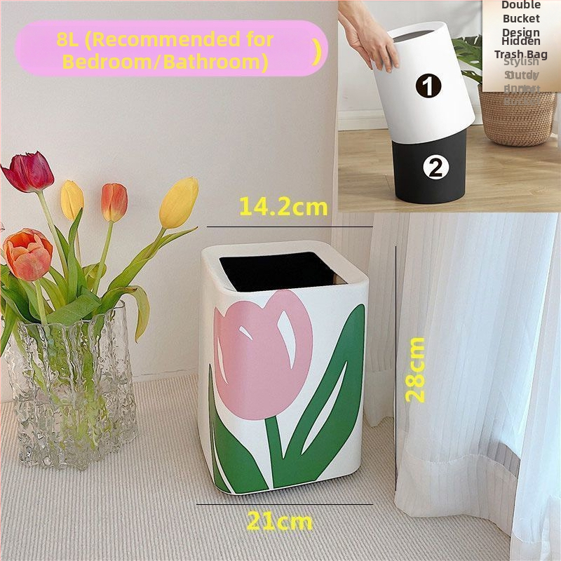 Koš na odpadky v tvare tulipánu, moderný dizajn, do obývačky, domova, internátu, kompaktný pre malé spálne, kuchyňu a kúpeľňu, elegantný vzhľad