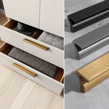 Ručka za vrata i ladicu ormarića od aluminijskog legura s brušenom bakrenom završnom obradom, skandinavski minimalistički dizajn.