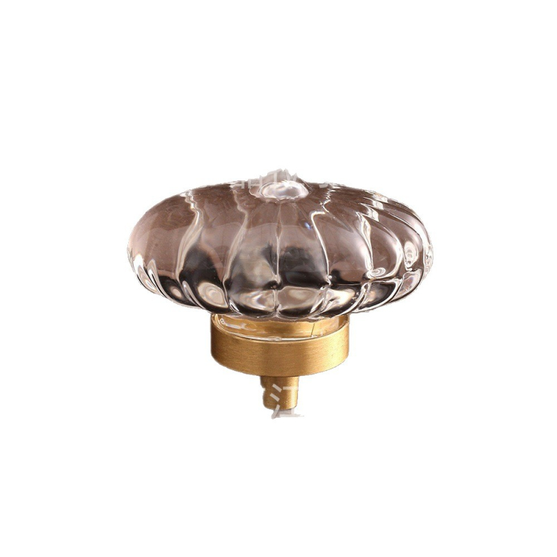 Mâner din cristal cu bază din alamă, design elegant bi-ton pentru uși de dulap, sertare și garderobă