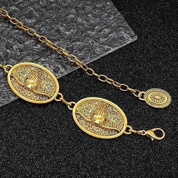 Lant de talie decorativ pentru femei, curea subțire din metal cu închizătoare în formă de cap de taur, accesorii versatil pentru rochie