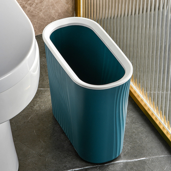 Coș de gunoi din plastic, cu dungi, 8L, fără capac, pătrat, pentru baie