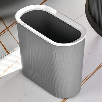 Coș de gunoi din plastic, cu dungi, 8L, fără capac, pătrat, pentru baie