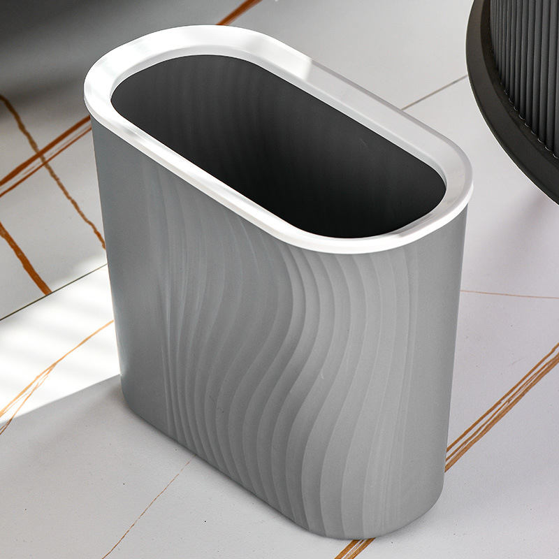 Coș de gunoi din plastic, cu dungi, 8L, fără capac, pătrat, pentru baie