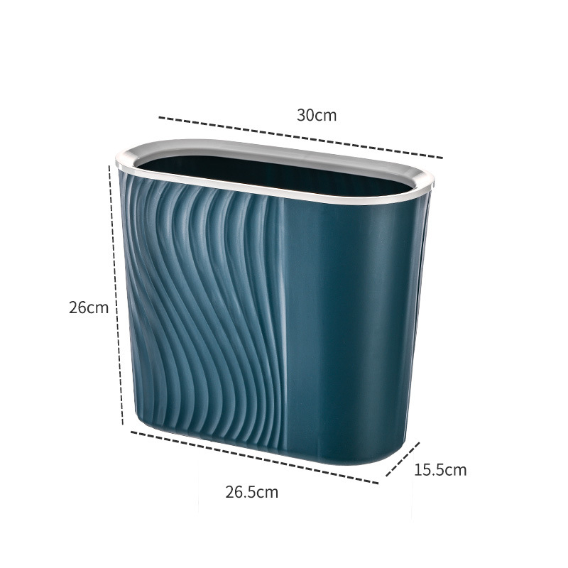 Coș de gunoi din plastic, cu dungi, 8L, fără capac, pătrat, pentru baie