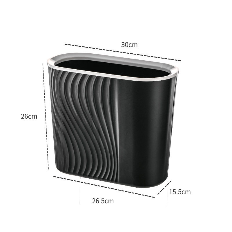 Coș de gunoi din plastic, cu dungi, 8L, fără capac, pătrat, pentru baie