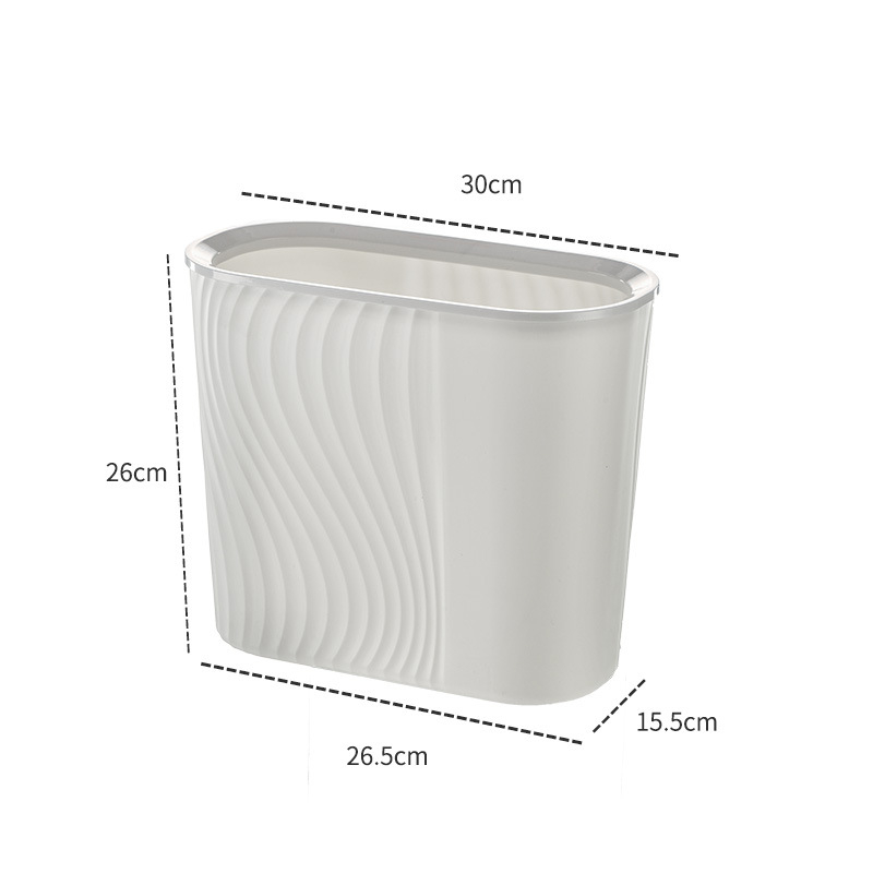 Coș de gunoi din plastic, cu dungi, 8L, fără capac, pătrat, pentru baie