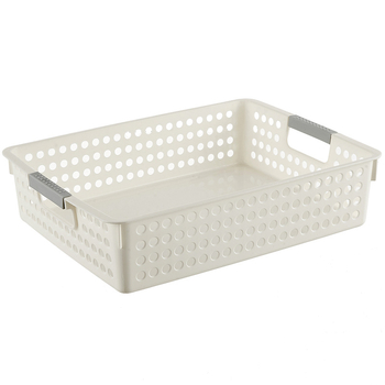 Coș de depozitare din plastic pentru birou, organizator dreptunghiular pentru gustări și jucării