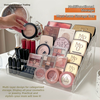 Akrylový kozmetický organizér na stole – priehľadný úložný box na tiene očí, rúže a make-up