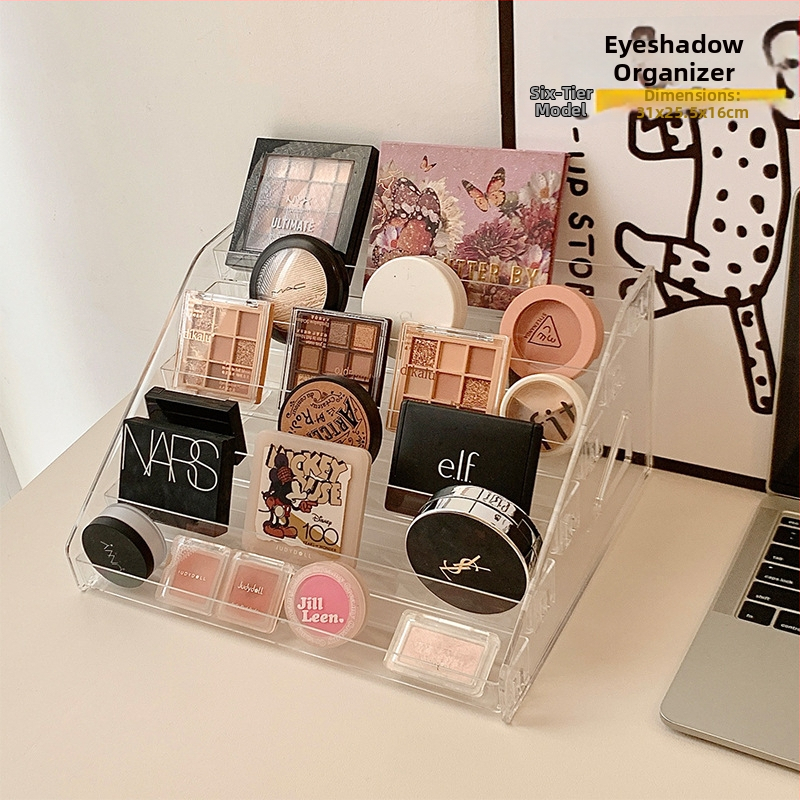 Akrylový kozmetický organizér na stole – priehľadný úložný box na tiene očí, rúže a make-up