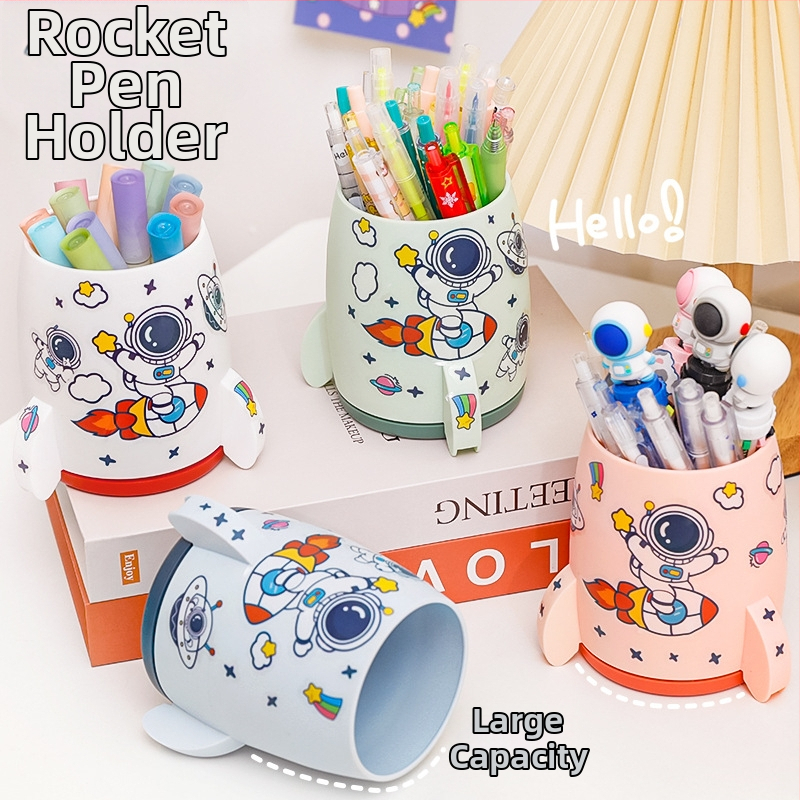Minimalistický viacúčelový držiak na perá v tvare rakety pre stolný stôl, veľká kapacita, roztomilý DIY organizér na perá