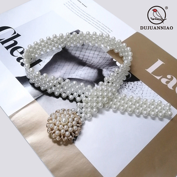 Centură de talie cu perle pentru femei, accesoriu simplu și elegant pentru rochii și fuste, lanț elastic, lățime 2–4 cm
