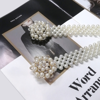 Centură de talie cu perle pentru femei, accesoriu simplu și elegant pentru rochii și fuste, lanț elastic, lățime 2–4 cm