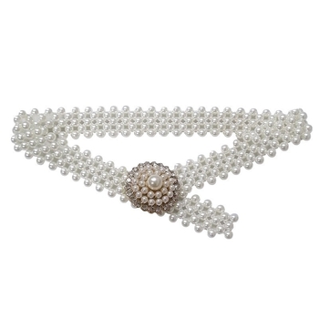 Centură de talie cu perle pentru femei, accesoriu simplu și elegant pentru rochii și fuste, lanț elastic, lățime 2–4 cm