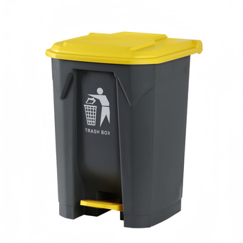 Coș de gunoi exterior multicolor, cu pedala, capac, capacitate mare pentru uz casnic și comunitar, potrivit spațiilor comerciale