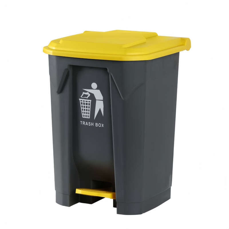 Coș de gunoi exterior multicolor, cu pedala, capac, capacitate mare pentru uz casnic și comunitar, potrivit spațiilor comerciale