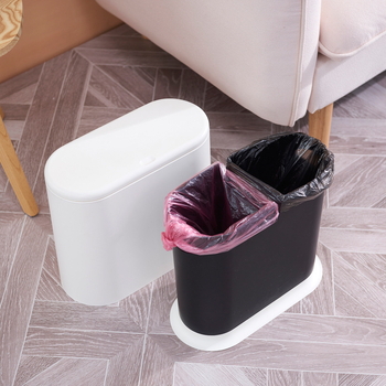 Coș de gunoi oval mare din plastic, cu capac și mecanism de apăsare, 10 L, uz casnic