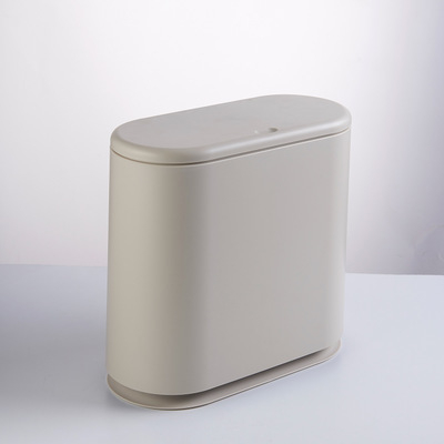 Coș de gunoi oval mare din plastic, cu capac și mecanism de apăsare, 10 L, uz casnic