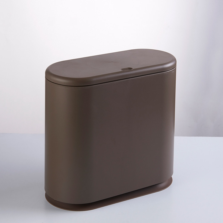 Coș de gunoi oval mare din plastic, cu capac și mecanism de apăsare, 10 L, uz casnic
