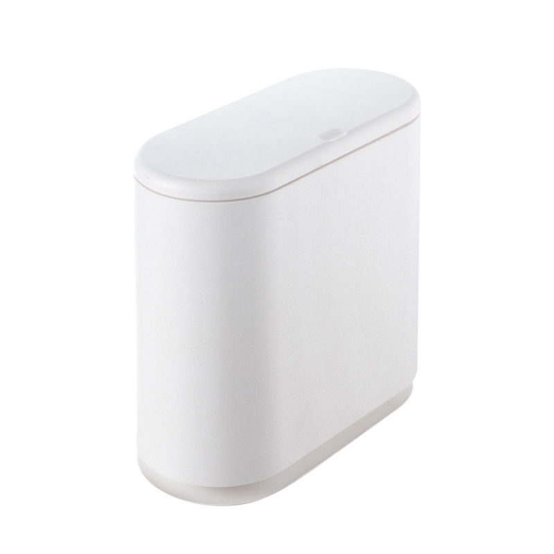 Coș de gunoi oval mare din plastic, cu capac și mecanism de apăsare, 10 L, uz casnic
