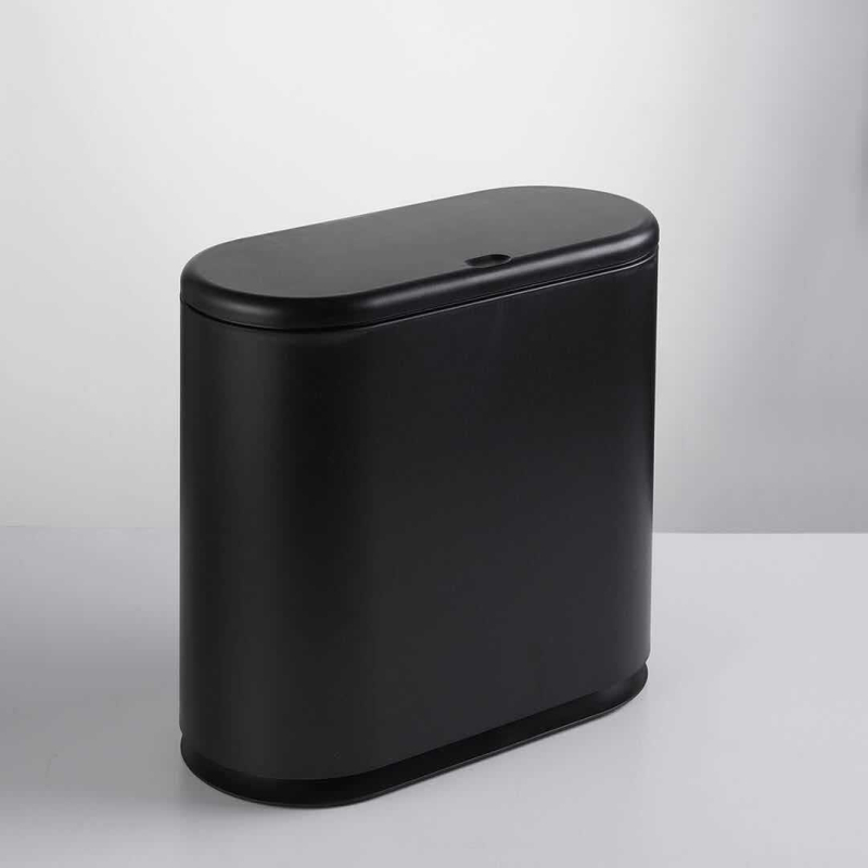 Coș de gunoi oval mare din plastic, cu capac și mecanism de apăsare, 10 L, uz casnic