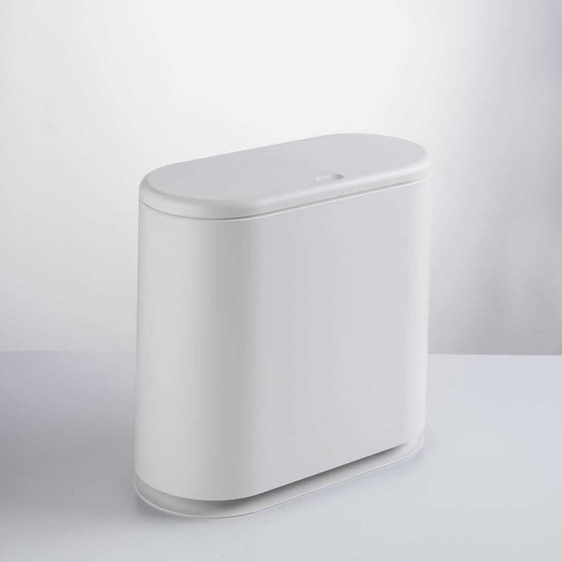 Coș de gunoi oval mare din plastic, cu capac și mecanism de apăsare, 10 L, uz casnic