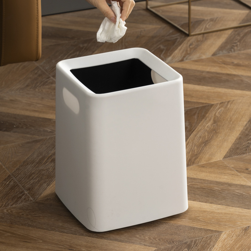 Coș de gunoi din plastic, pătrat, 12 L, fără capac, destinat utilizării comerciale, pentru living, bucătărie și baie.