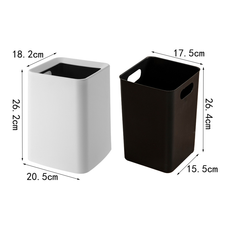 Coș de gunoi din plastic, pătrat, 12 L, fără capac, destinat utilizării comerciale, pentru living, bucătărie și baie.