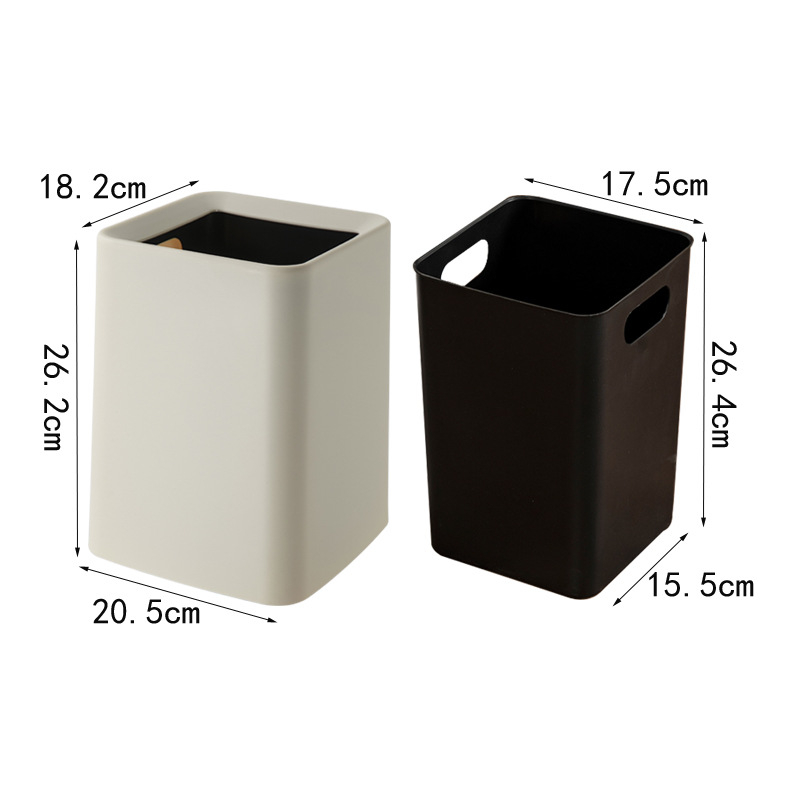 Coș de gunoi din plastic, pătrat, 12 L, fără capac, destinat utilizării comerciale, pentru living, bucătărie și baie.