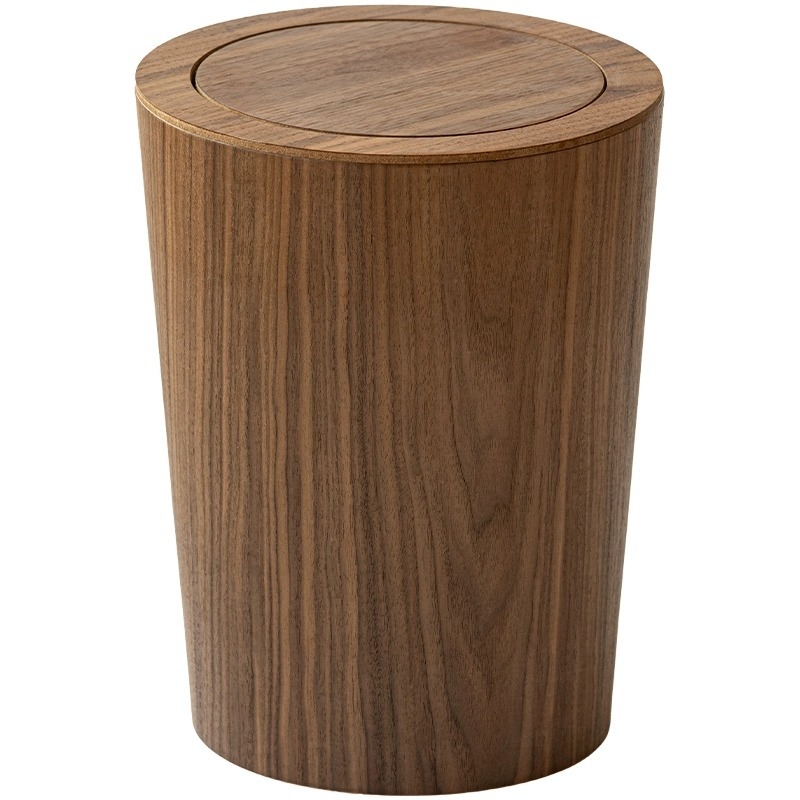 Coș de gunoi din lemn cu capac basculant, decor interior creativ pentru living și dormitor