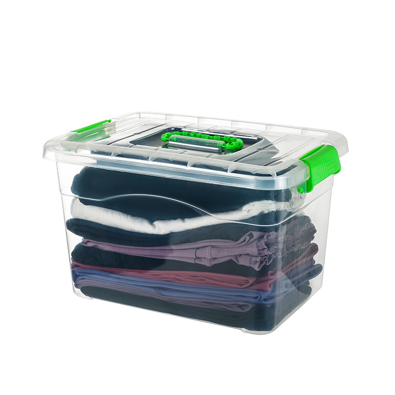 Cutie de depozitare din plastic, organizator transparent pentru haine și jucării, cu capac