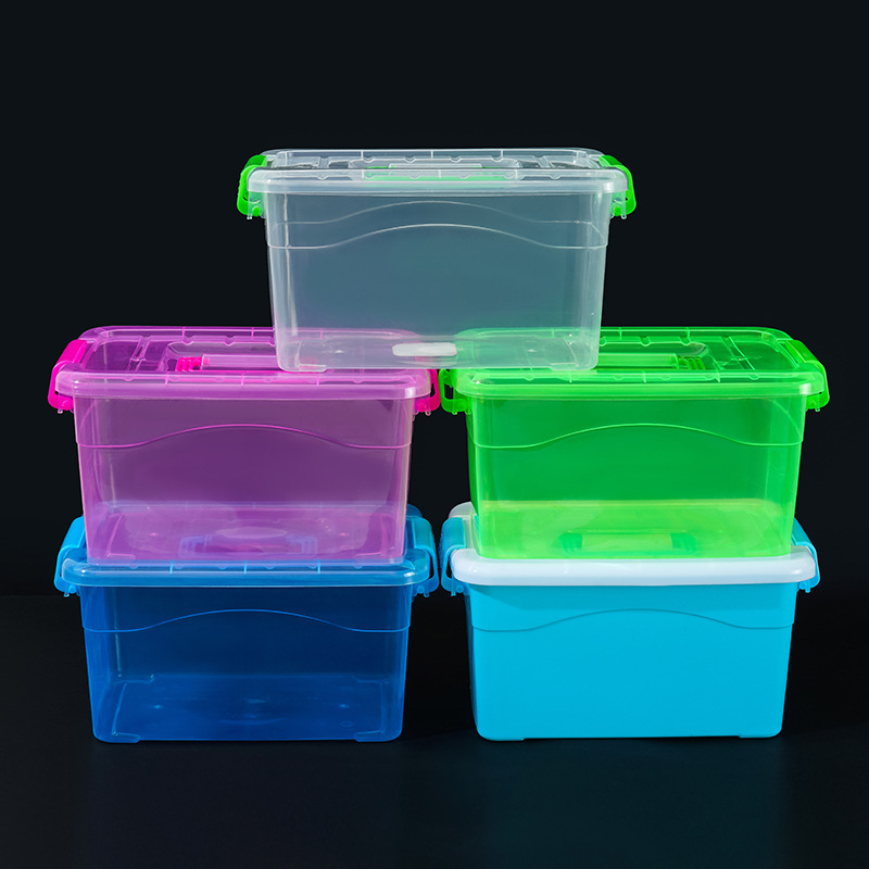 Cutie de depozitare din plastic, organizator transparent pentru haine și jucării, cu capac