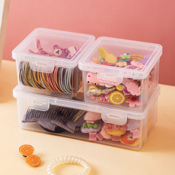 Cutie transparentă de depozitare cu capac, pentru accesorii de birou și accesorii pentru păr, dulap oglindă din plastic cu sertar, accesorii pentru păr pentru copii, stil IN STYLE