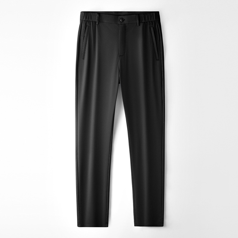 Pantaloni bărbați din ice silk pentru vară, ultra-subțiri, croială dreaptă lejeră, pantaloni business-casual, răcoroși și cu cădere fluidă
