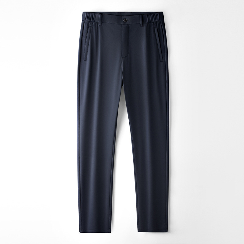 Pantaloni bărbați din ice silk pentru vară, ultra-subțiri, croială dreaptă lejeră, pantaloni business-casual, răcoroși și cu cădere fluidă