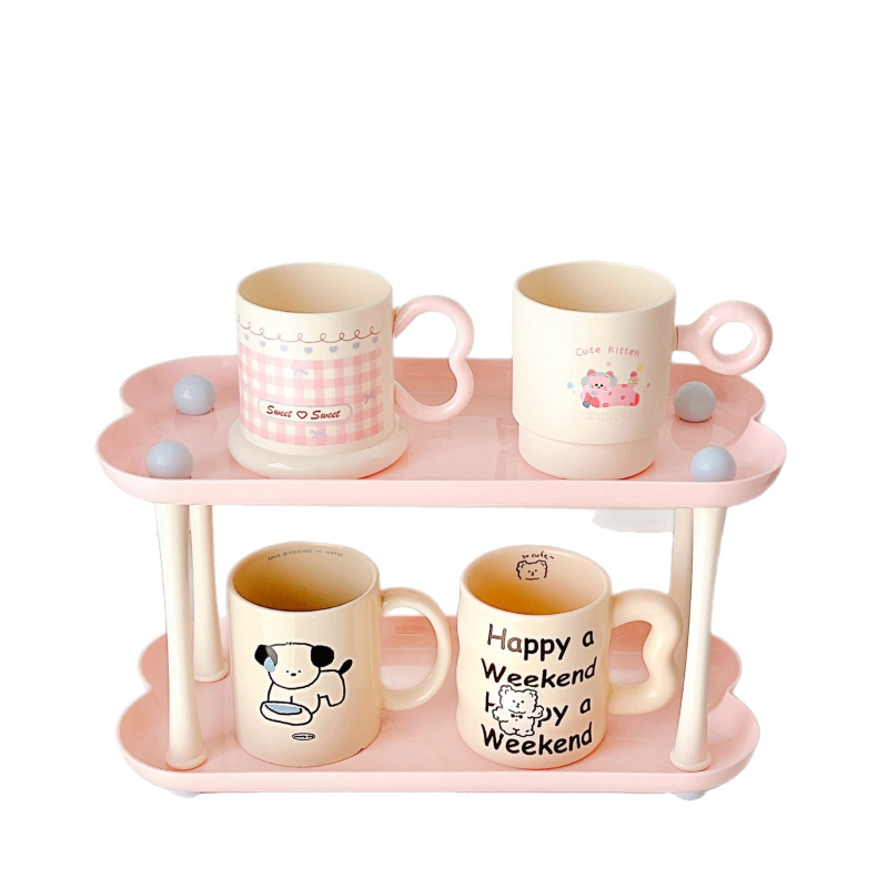 Organizator de cosmetice în formă de inimă, cu tavă pentru parfum — design modern minimalist pentru masă de toaletă