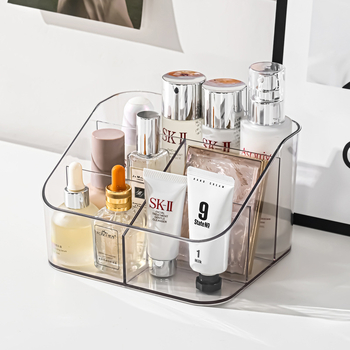 Organizator de birou cu compartimente pentru cosmetice, telecomandă și papetărie