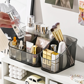 Organizator de birou cu compartimente pentru cosmetice, telecomandă și papetărie