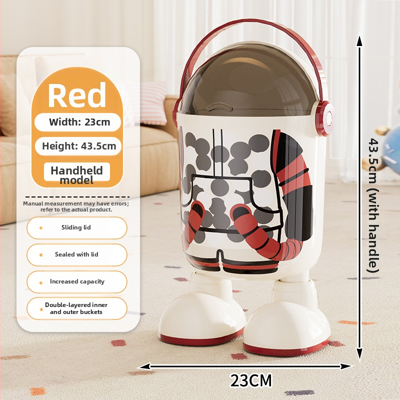 Coș de gunoi portabil pentru uz casnic, capac basculant și deschidere glisantă, 10 L capacitate, material ABS sigur, design drăguț cu desene animate.