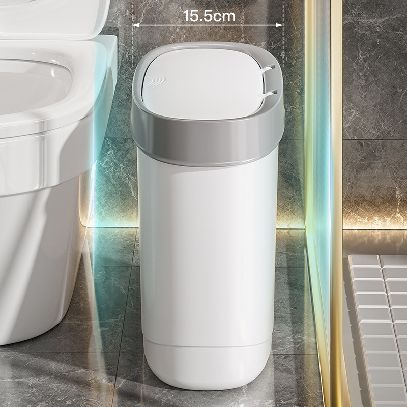 Coș de gunoi compact cu capac apăsabil, 10 L, dreptunghiular, pentru uz casnic – dormitor și sufragerie