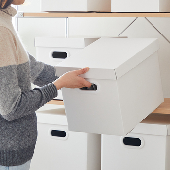Skylark Cutie de depozitare albă din carton cu capac, organizator pliabil pentru haine, fișiere și jucării