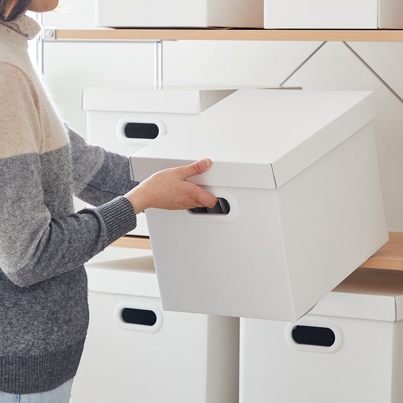Skylark Cutie de depozitare albă din carton cu capac, organizator pliabil pentru haine, fișiere și jucării