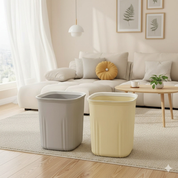 Coș de gunoi pătrat fără capac, model nordic cu dungi, 10 L, pentru bucătărie, baie sau sufragerie